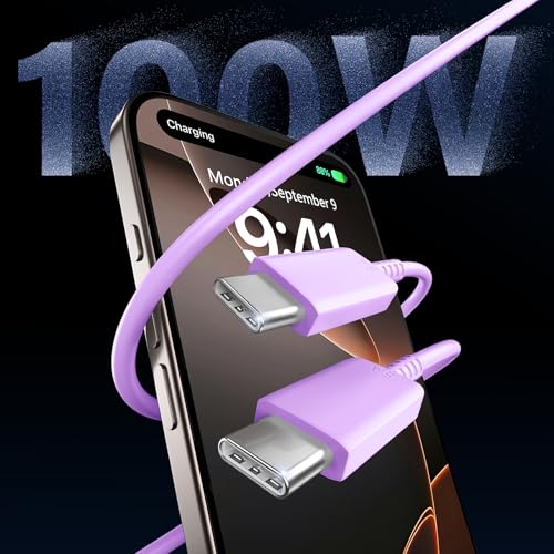 Image of 16 Pro Max Charger Fast Charging, 45W USB C Super Fast Charger Block & 6.6FT Long Type C Cable for Phone 16 /16 Pro /15 /15 Pro Max, Galaxy, Purple