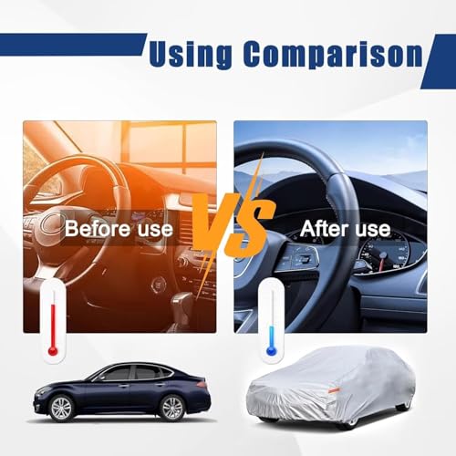 Image of Kayme 6 Layers Sedan Car Cover Custom Fit for Ford Crown Victoria (1992-2012), Waterproof All Weather for Automobiles,Rain Sun UV Protection.Silver