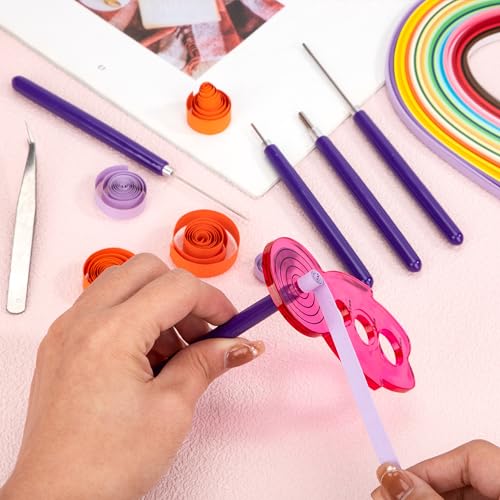 Newellsail 7 Stück Papier Quilling Werkzeug Set Multifunktions Schlitznadel-Stift-Set Enthalten 5 Curling Quilling-Nadelstift 1 Quilling Curling Coach und 1 Pinzette