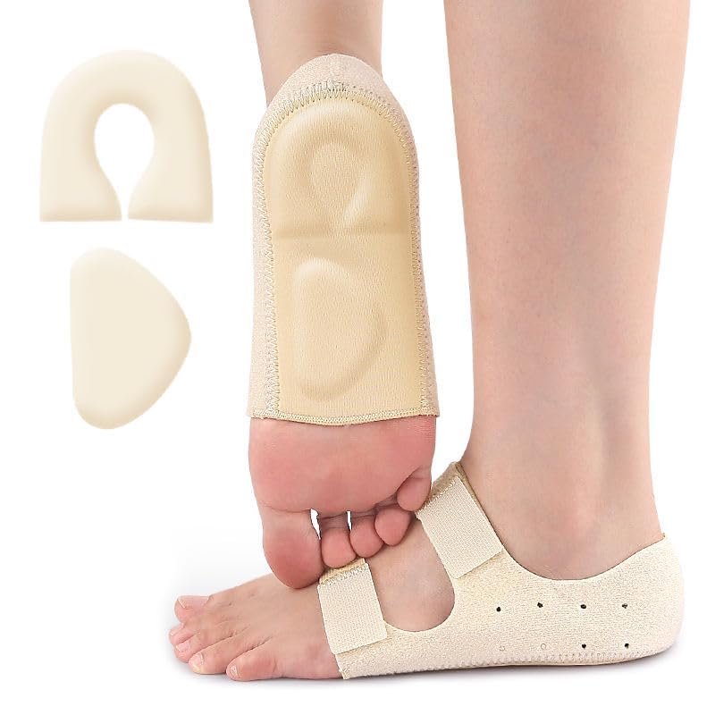 Heel Cushion Sleeve with Gel Pad, Adjustable Heel Wrap with Hook and Loop Straps, Reusable Foot Support Sleeve, Beige, 1 Pair-image-35