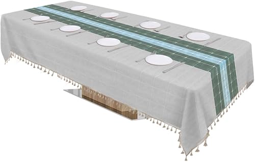 Miniatura 7 de Manteles de mesa de lino sintético gris para mesas rectangulares de 8 pies con capacidad para 8 personas. Manteles de mesa de tela para fiestas de 8