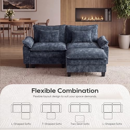 Image of URRED Oversized Modular Sectional Sofa，Blue：87 inch L Shaped