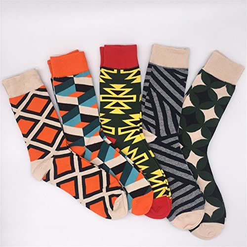 Calze da uomo Street Skate Socks Calzini da uomo multicolore Nessuna confezione regalo (5 paia for lotto) (Color : 1, Size : US 7 10 EUR 39 45)