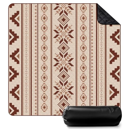 Ausbond Outdoor Picknickdecke Boho, Stranddecke Sandfrei 200x200cm, Tragbare Waschbar Strandunterlage Picknickdecke für Trocken Strand, BBQ, Picknick, Wandern, Reisen Campingdecke