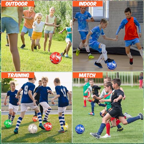 Ceenna 6 Pcs Spring Sports Soccer Ball Bulk with Pump Bag Official Size Outside Sport Soccer Ball Machine Stitched Ball for Training Practice Game(Size 5, Stylish) - Thumbnail 4