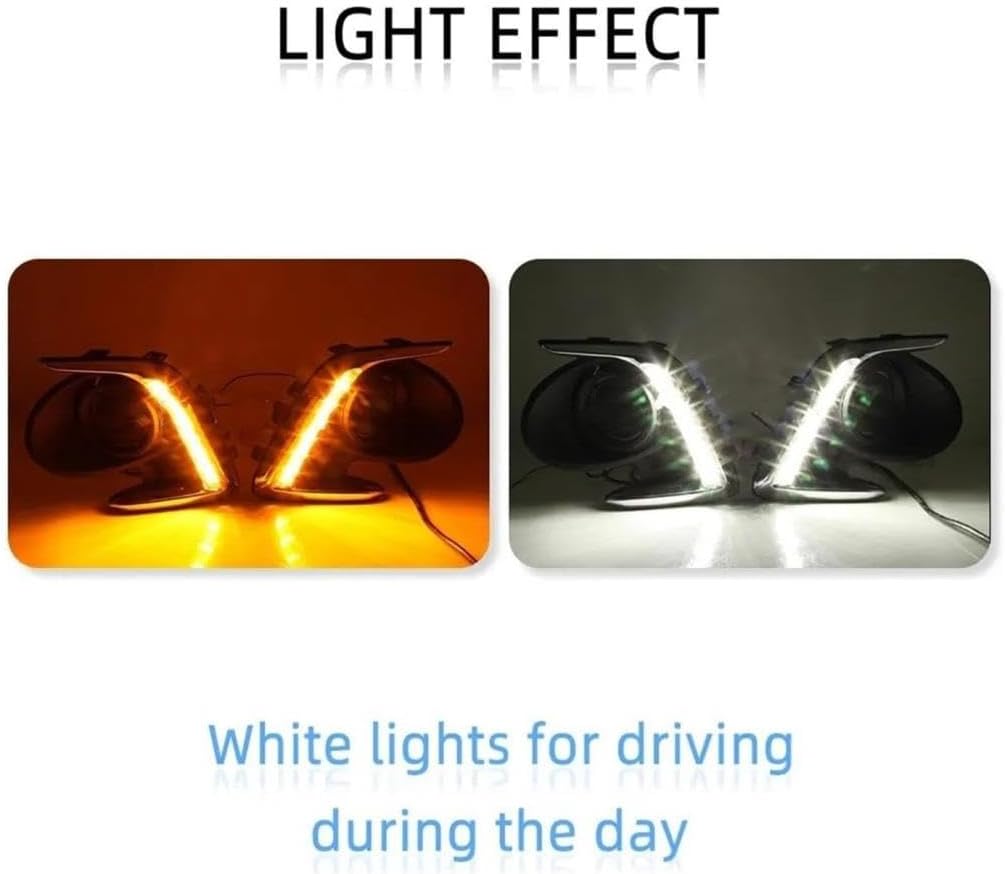 Dynamic Side Indicator LED DRL Fog Light for Mitsubishi for Attrage for Mirage G4 2012-2017 Headlight Daytime Running Lights Fog Lamp with Yellow Turn Signal Dynamic Turn Signal Light(Fog A)