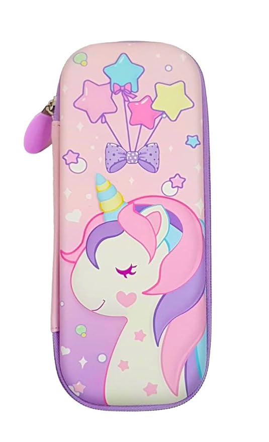 Crackles Stylish Unicorn 3D Print Hardtop EVA Pencil Pouch Case for Boys and Girls School Kids Pack of 1