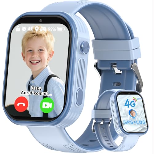 clleylise 4G Smartwatch für Kinder, GPS-Smartwatch für Kinder, Videoanruf, IP68, robust, Stimme, SOS-Anruf, Spiele, Geschenke für Jungen und Mädchen von 4 bis 16 cm (weiß)