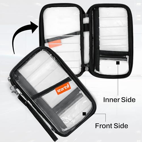 Image of Storite Transparent Travel Passport Holder Cover Case Travel Wallet Document Organiser with Removal Hand Strap for Men & Women (Black-23 x 3 x 13 Cm)