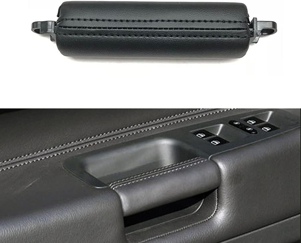 Car Interior Driver Door Leather Pull Handle Replacement for Volkswagen Touareg 2003-2010 (Black)