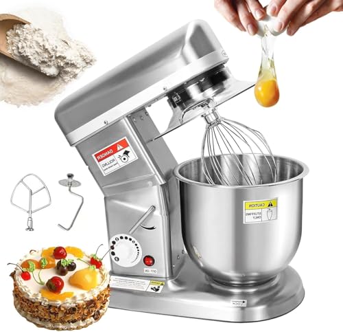 CUTANGELAR Mezcladora De Alimentos Comercial, Batidora De Pie 500W. Control De 3 Velocidades, Incluye Gancho Amasador Y Batidora Para Panaderías Y Cocinas De Pizzerías.(7L/6.4qt)