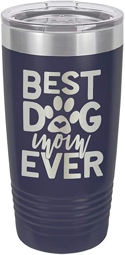 Miniatura 16 de Best Dog Mom Ever Black Vaso de bebida de 20 oz con pajita Taza de viaje grabada con láser con citas divertidas Comparar con Yeti Rambler Idea