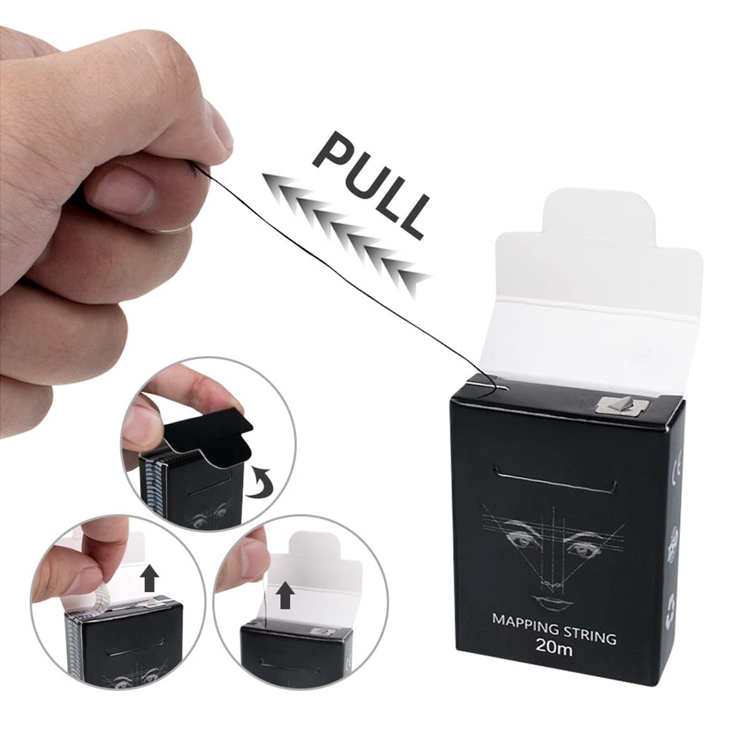 XIAOYU 20M Pre-Inked Eyebrow Mapping String for Eyebrow Measuring, Brow Mapping Thread, 6 Pack, White Box, Whtie Ink