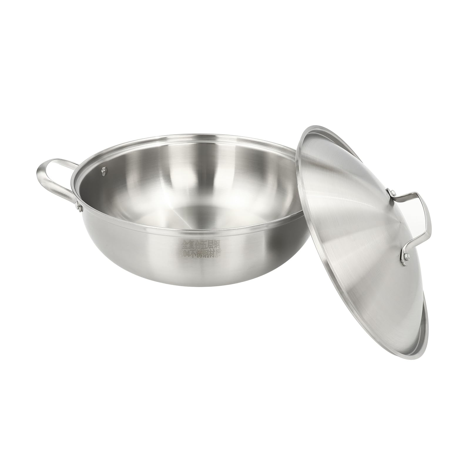 Wok De Acero Inoxidable 304, Sartén Antiadherente con Rejilla para Cocinar Al Vapor, Fácil De Limpiar, Compatible con Estufas De Inducción, Gas, Eléctricas, Halógenas Y H(32 cm)