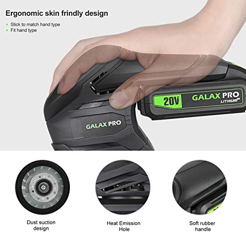GALAX PRO Cordless Detail Sander 20V, 20Pcs Sandpapers,12000 RPM Sanders with Dust Collection System for Tight Spaces Sanding in Home Decoration, Battery and Charger Included - Image 5
