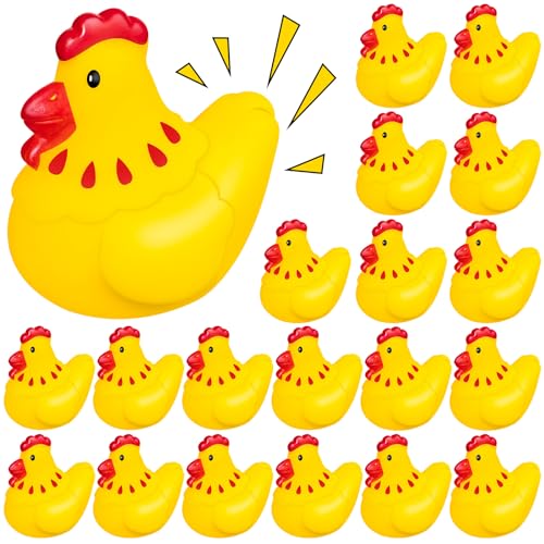 Rubber Chicken Toys for Kids, 20Pcs Cute Yellow Chicks Squeak for Boy Girl Baby Shower Birthday Party Favors Gifts Decoration