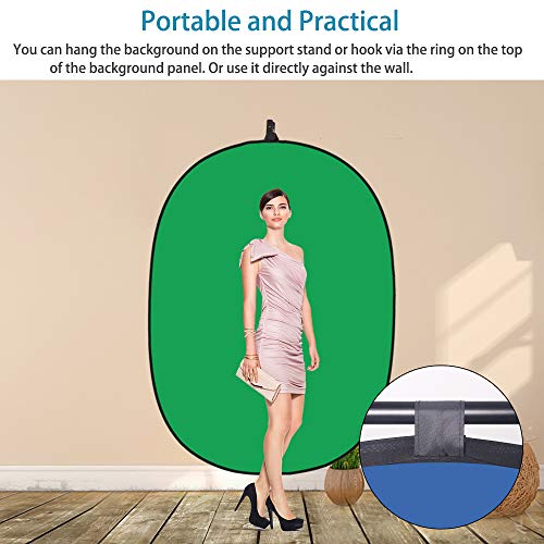 Gskaiwen 4.92X3.28Ft（150X100Cm） 4 In 1 Green Screen Photography Backdrop Light Reflector Chromakey Chromakey Collapsible Reversible Background Cotton Muslin Portable Photo （Green Blue Sliver Gold） #TOP1