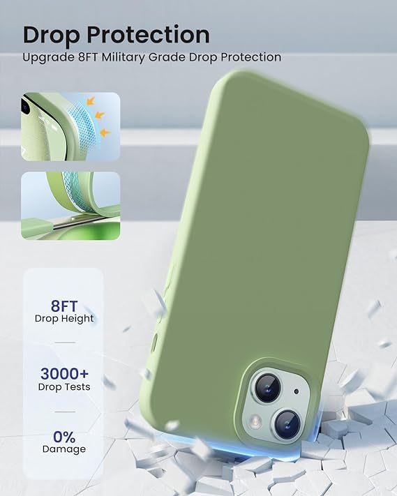 Image of MIDOS Back Cover Compatible with iPhone 15 Case Liquid Silicone Full Protection Shock Proof Back Cover for iPhone 15 (Green)