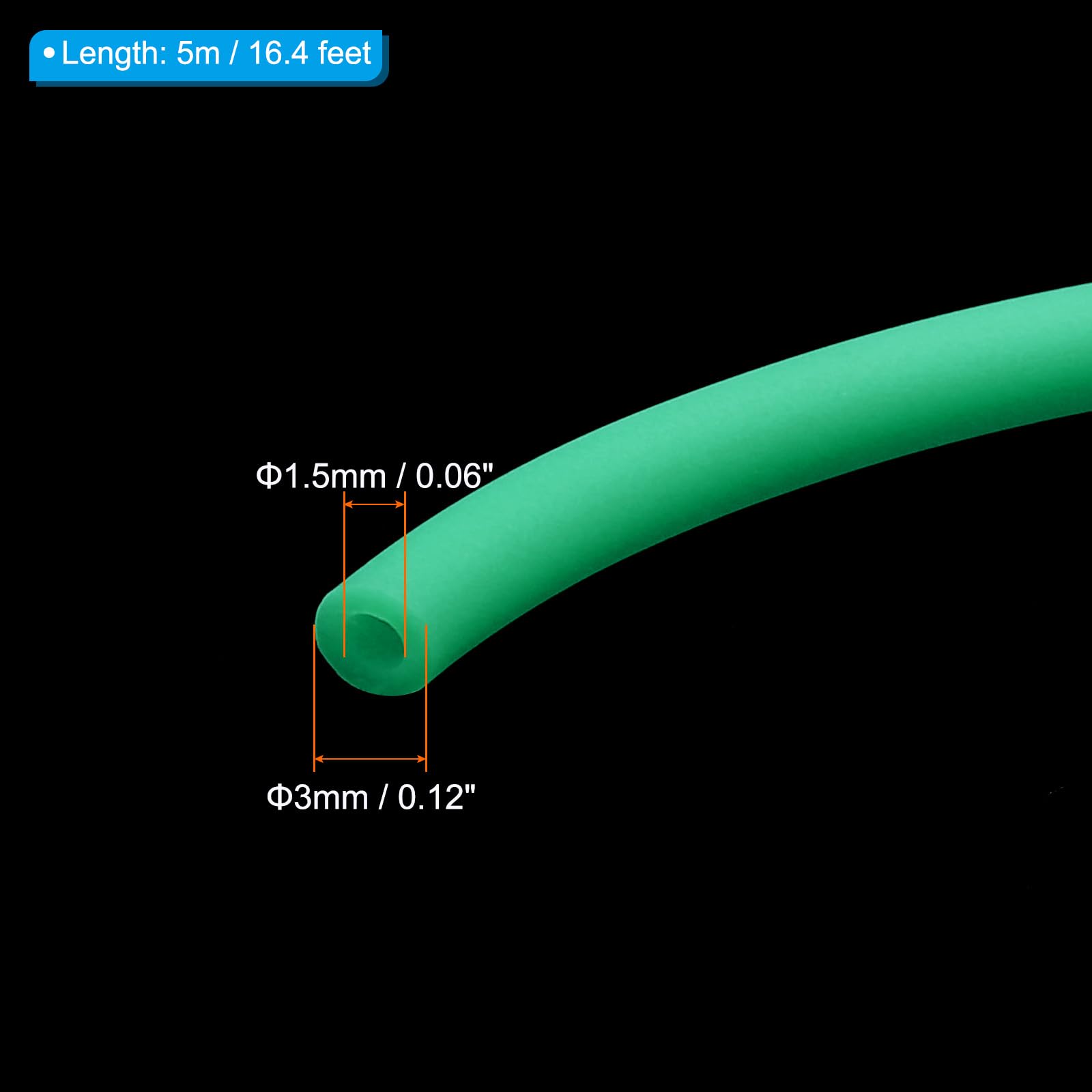 PATIKIL Rubber Cord Tube, 16ft Silicone Hollow Tubing 1/8" OD 1/16" ID for DIY Craft Beading Necklaces Bracelet Blue-green - Image 2