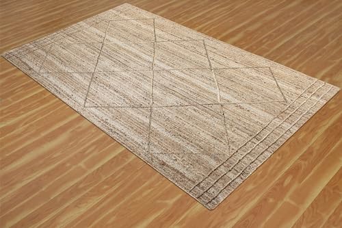Tapis tressé main en jute beige pour une maison chaleureuse