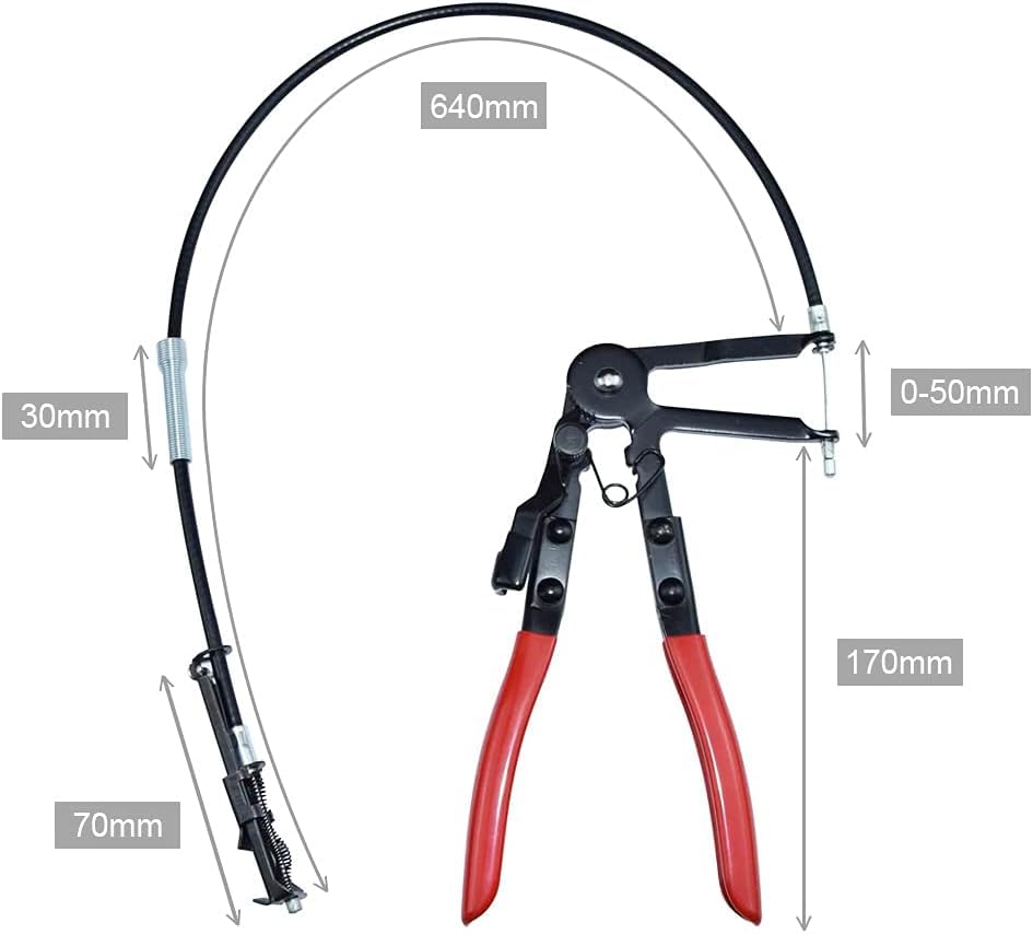 CENWOTL Flexible Wire Long Reach Hose Clamp Pliers Apply to Car Fuel Oil Water Hose Repairing Tool, Red - Image 2