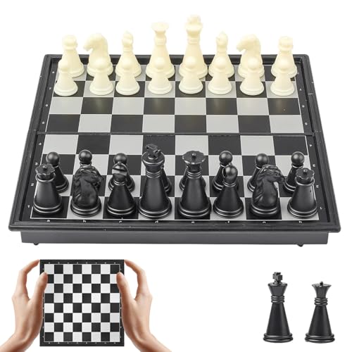Ajedrez Magnetico Viaje Chess Board Magnetic Portatil Ajedrez Plegable Negro y Blanco con...