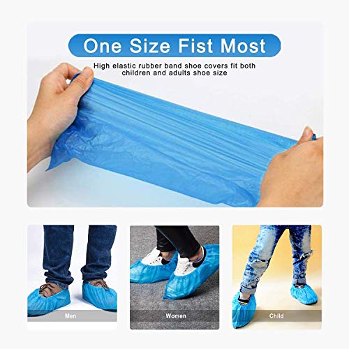 Shoe Covers Disposable Non Slip - 100 Pack Waterproof Shoe Covers, Durable Shoe Booties for Shoe Covers, Disposable Shoe Covers One Size Fits All (CPE Plastic)