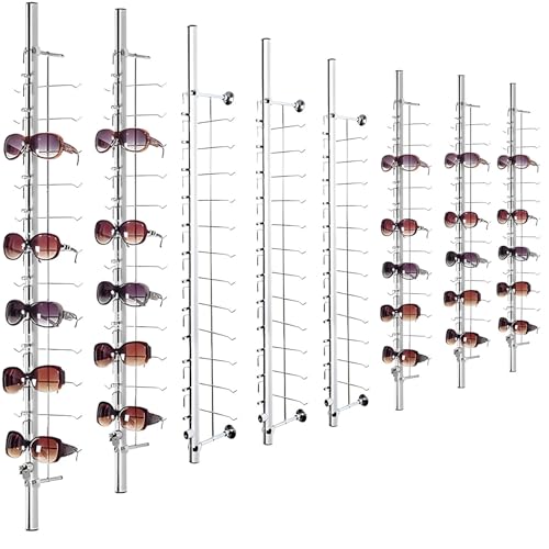 Soporte de exhibición para gafas de sol con marcos de aluminio bloqueables, capacidad para 12 pares, ideal para tiendas minoristas y tiendas de gafas