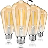 TOBUSA Dimmable LED Edison Light Bulbs 100W Incandescent Equivalent, Vintage Light Bulb 2700K Warm White(Amber Glass), ST64/ST21 LED Filament Bulbs 8W 1200LM, E26 Edison Bulb for Home, Reading 4-Pack