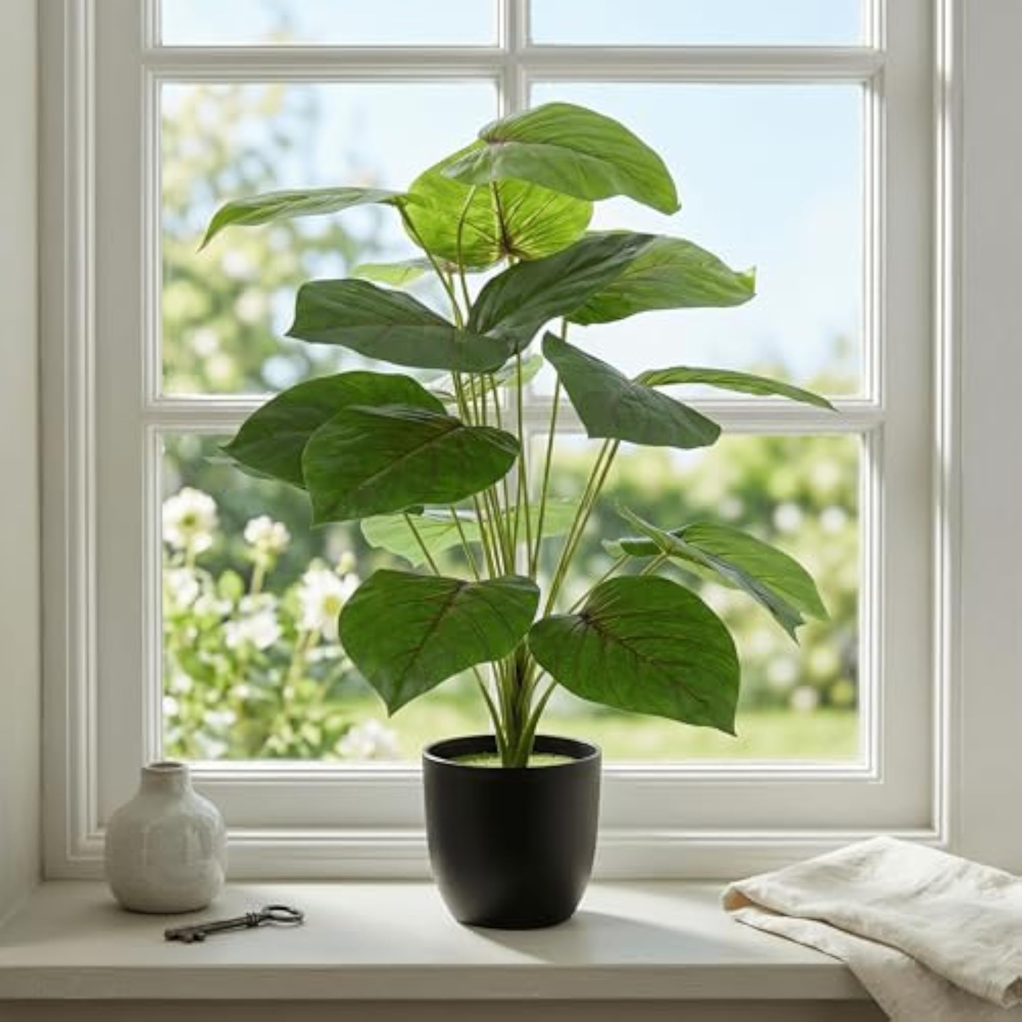 Plastic Artificial Palm Plants Leaves, Faux Monstera Decorations
