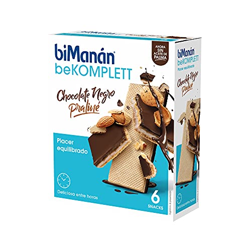 En Oferta Bimanán Bekomplett - Barquillos Con Chocolate Negro Rellenos De Praliné. Ricos En Fibra. -Caja De 6 Unidades