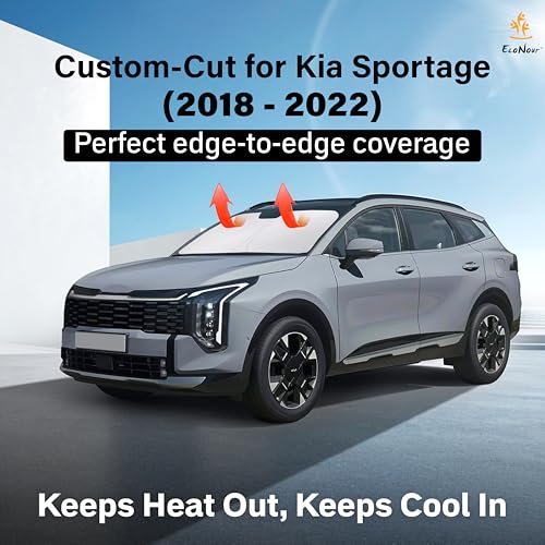 Image of EcoNour Windshield Sunshade Compatible for Kia Sportage 2018-2020 2021 2022, Sun Visor for Front Windshield & Window Sun Shade Cover, UV Heat Blocker & Protector, Car Accessories