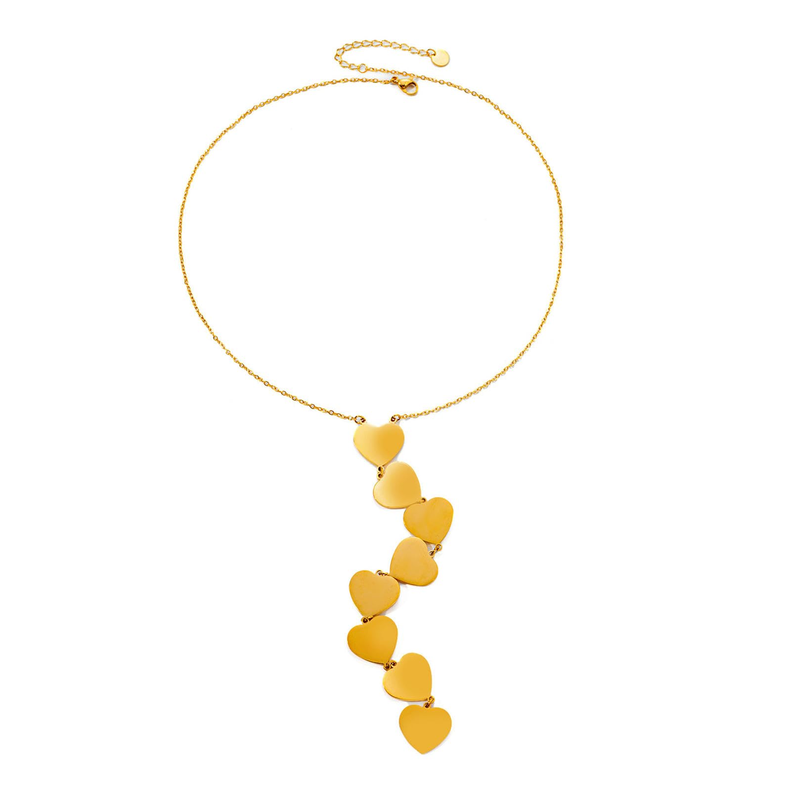 Collana in acciaio con ciondolo a forma di cuore geometrico. Gioielli minimalisti a strati per accessori per l'uso quotidiano