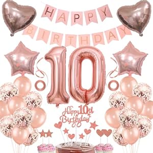 Jrzyhi BalloonR001 Roségold 10. Geburtstag Deko Set