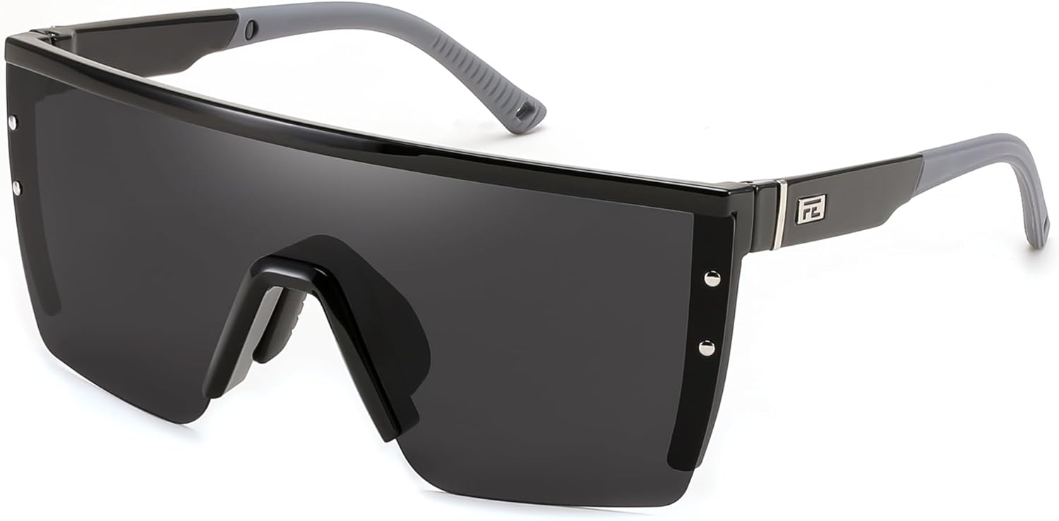 FEISEDY Sunglasses Mens Polarized Women Oversized Flat Top Square Cycling Fishing Golf Hiking Vintage Sun Glasses B2367