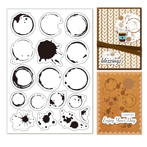 arriettycraft Sellos transparentes para hacer tarjetas o diario, manchas de café, manchas de té, sellos de goma de silicona para álbumes de recortes, álbumes de recortes, decoración de fotos,