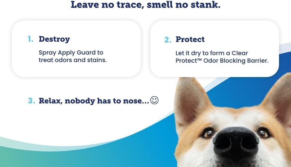 Apply Guard Professional Strength Pet Stain And Odor Eliminator for Dogs, Cats, and All Pets- Instantly Neutralize and Sanitize Tough Pet Odors and Pet Urine Stains 16oz. Cat Pee Odor Destroyer.