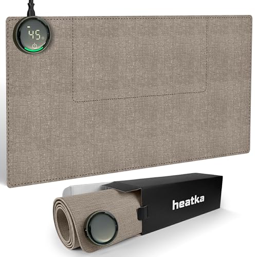Heatka Dual Zone Heated Desk Pad – Large Hand Warmer Mat for Office & Home | 3 Heat Settings, Auto Shut-Off, Keyboard Laptop Safe Zone | Comfortable Desk Heater for Cold Hands & Winter Workspaces