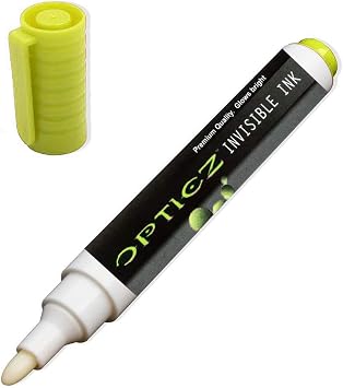 Opticz UV Blacklight Reactive Large Tip Invisible Ink Marker, Yellow
