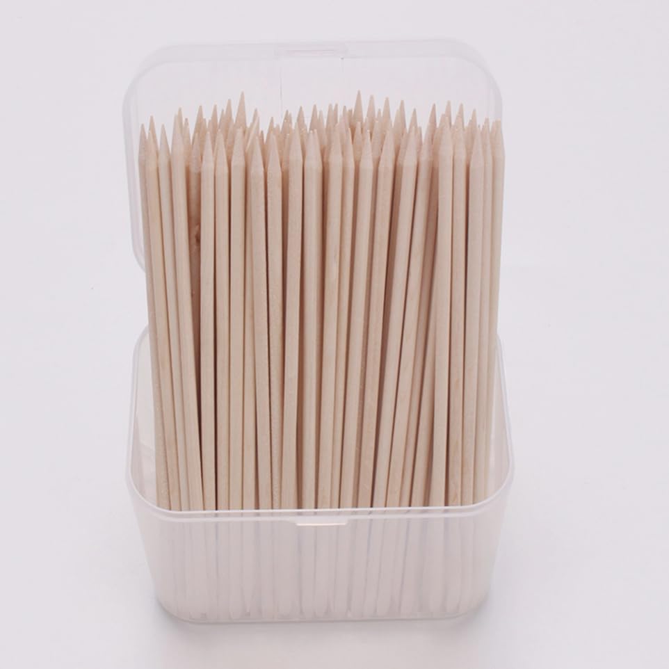 200Pcs Double End Wooden Manicure Pusher Sticks 15cm for Nail Care