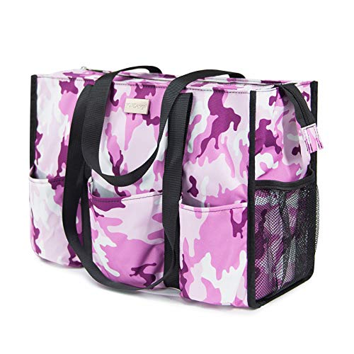 Image of TOPDesign Utility Water Resistant Tote Bag with 13 Pockets, Top Zipper Closure & Thick Bottom Support, for Working Women