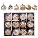 Christmas Baubles 60mm Christmas Tree Decoration Ornaments Pendants 12pcs Shatterproof Balls Large Hanging Ball for Xmas Hanging Decorations Festival Holiday Wedding Party Decoration (Gold)