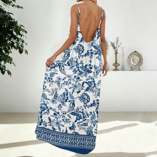 Image of HTHLVMD Backless Cami Dress Summer Dresses for Women 2026 Spaghetti Strap Dresses Womens Solid Color Backless Cami Dress