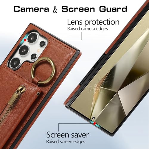 Coque Galaxy S24 Ultra Asuwish antichoc marron avec grip - 7