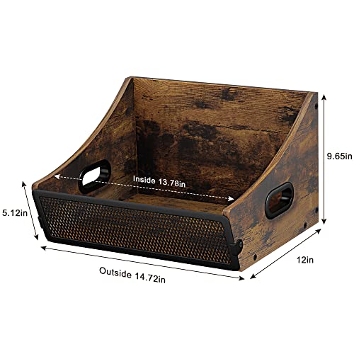 Buzifu Vinyl Record Storage, Vinyl Record Holder Crate Box Case, Metal & Wood Vinyl Storage Organizer, Record Holder For Albums Lp Records With Handles, Holds Up To 80 Records, Easy To Assemble #TOP5