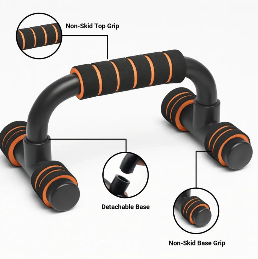 Image of Push Up Bar for Home Workout: Enhance Your Chest & Arm Strength [Capacity:120 KG] | Push up Stand for Home Gym with Non-Slip & Comfortable Grip | Home Gym Eqipement for Men & Women, 22x14x12 cm
