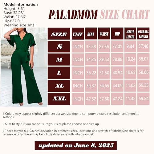 Image of PaladMom Womens Elegant Plus Size Jumpsuits Sexy Back zipper Short Sleeve Mid Waist Wide Leg Straight Rompers