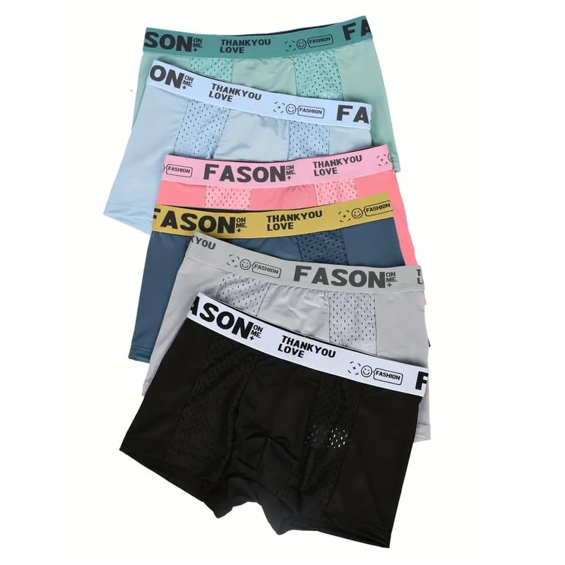 6Pcs Men's Mesh Briefs, Cool Hollow Breathable Trousers, Stretchy Sports Briefs