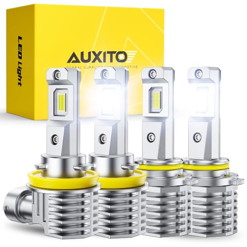 Image of AUXITO 9005 and H11 Light Bulbs, 60000LM 6500K White 2000% Brighter, 9005 /HB3 /HB3u & H11 /H9 /H8 Fog Light Replacement, Pack of 4