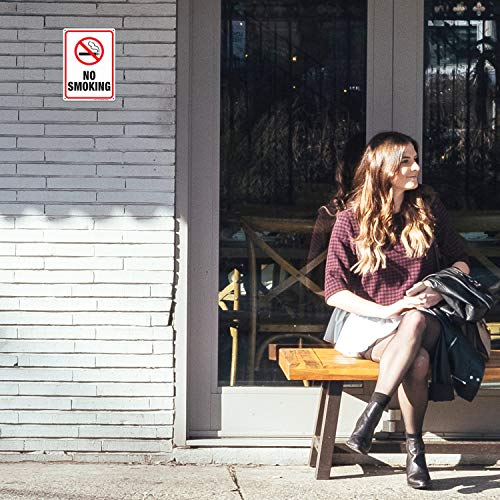 No Smoking Sign,2 Pack No Smoking Metal Reflective Signs - 10 X 7 .040 Rust Free Heavy Duty Aluminum Sign - Uv Printed With Professional Graphics - Easy To Mount - Indoor & Outdoor Use #TOP3